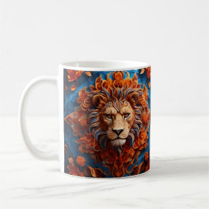 Lebendiger Löwe mit floralen Motiven Kaffeetasse