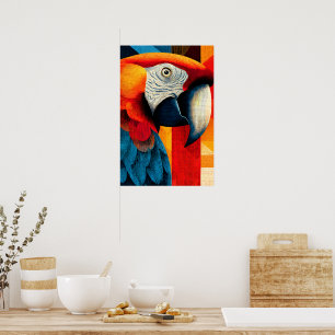 Lebendiger Macaw-Papagei Geometrischer Pop-Art-Pos Poster