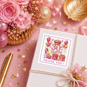 Lebendiger Magenta-Pink-Glitter-30-Geburtstags-Auf Quadratischer Aufkleber