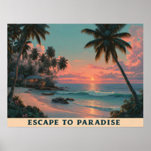 Lebendiger malerischer tropischer Sonnenuntergang  Poster
