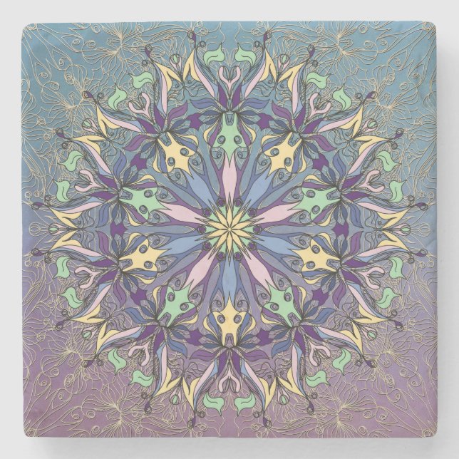 Lebendiger Mandala-Steiner Steinuntersetzer (Vorderseite)