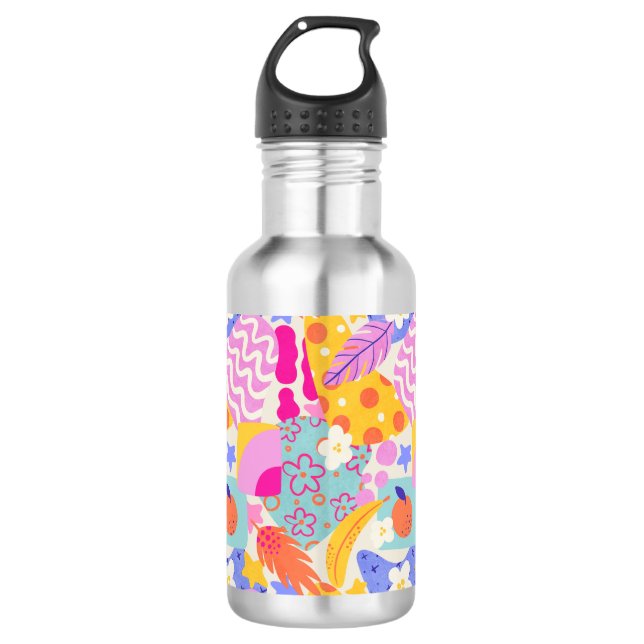 Lebendiger Maxi-Patchwork Edelstahlflasche (Vorderseite)