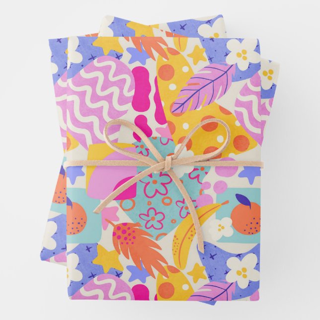 Lebendiger Maxi-Patchwork Geschenkpapier Set (Beispiel)