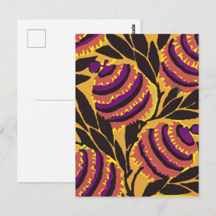 Lebendiger Maximalistischer Lila- und Türkis-Blume Postkarte