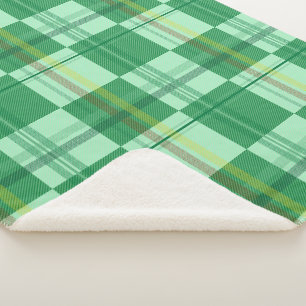 Lebendiger Mintgelber Karo-Aesthetic Sherpa Sherpadecke