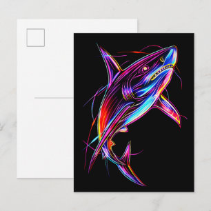 Lebendiger Neon-Hai Moderne digitale Ozean Postkarte