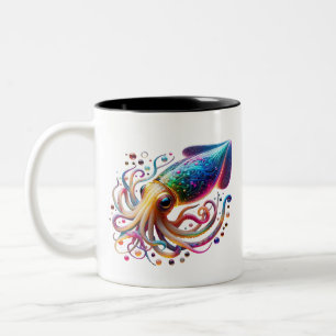 Lebendiger Neon-Tintenfisch – Leuchtende Farbige T Zweifarbige Tasse