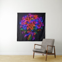 Lebendiger neonfarbener Regenbogen-Blumenstrauß an
