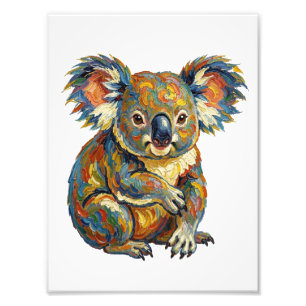Lebendiger Ölfarben-Malstil Buntes Impasto Koala Fotodruck