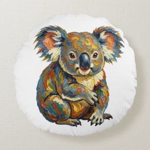Lebendiger Ölmalstil Bunter Impasto Koala Rundes Kissen