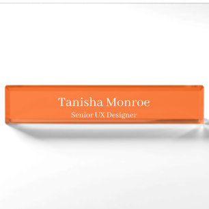 Lebendiger orangefarbener Name und Jobtitel Namensplakette