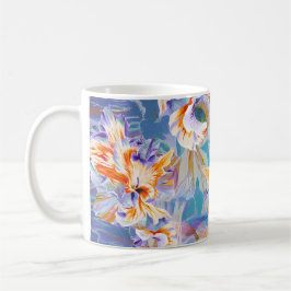 Lebendiger Oranger und Blauer Abstrakter Floraler Kaffeetasse