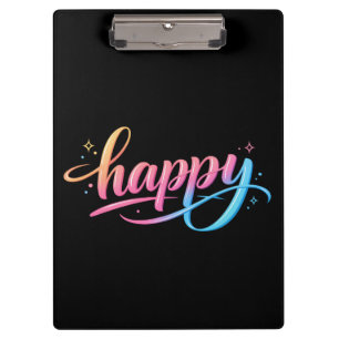 Lebendiger Pastell-Gradient HAPPY-Typografie - Mod Klemmbrett