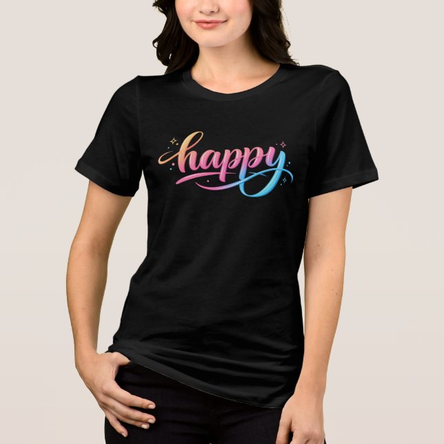 Lebendiger Pastell-Gradient HAPPY-Typografie - Mod Tri-Blend Shirt (Vorderseite)