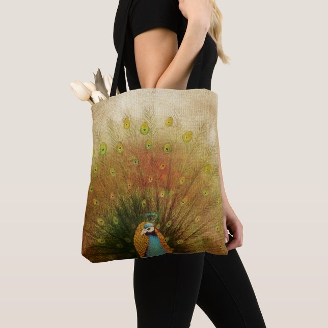 Lebendiger Pfauenfan Tasche (Von Nahem)