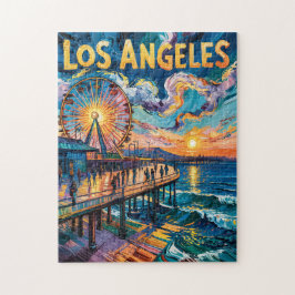 Lebendiger Pier von Los Angeles Sonnenuntergang Va