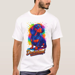 Lebendiger Pop-Art-Dachshund – Farbiger Neon-Hund T-Shirt