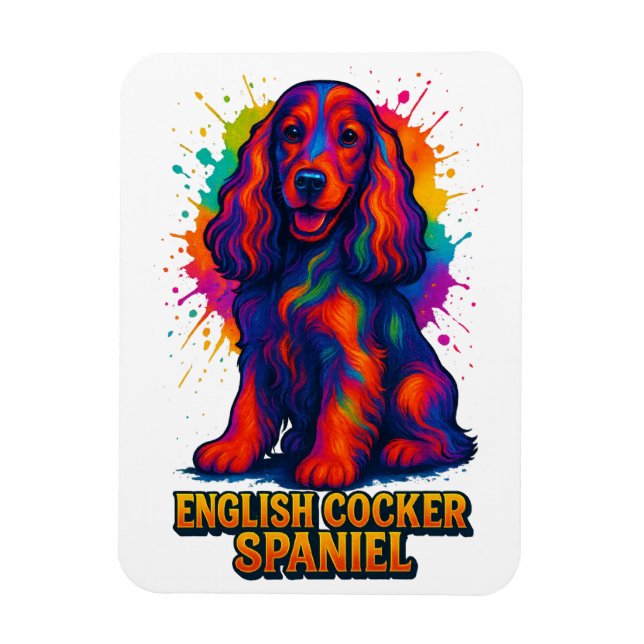Lebendiger Pop-Art-Englischer Cocker Spaniel  Magnet (Vertikal)
