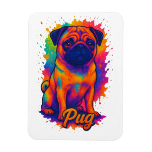 Lebendiger Pop-Art-Mops – Farbiger Neons Hund Magnet