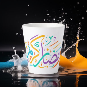Lebendiger Ramadan Kareem Arabische Kalligrafie Is Milchtasse