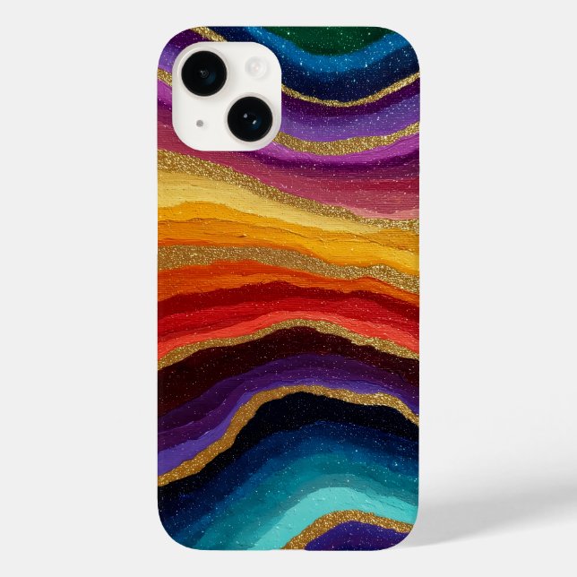 Lebendiger Regenbogen-Achat-Geode Case-Mate iPhone 14 Hülle (Rückseite)