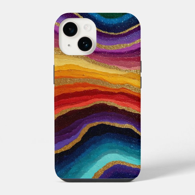 Lebendiger Regenbogen-Achat-Geode iPhone 14 Hülle (Rückseite)