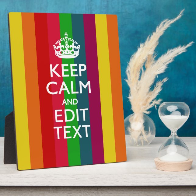 Lebendiger Regenbogen Behalte Ruhe und Text indivi Fotoplatte (Seite)