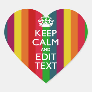 Lebendiger Regenbogen Behalte Ruhe und Text indivi Herz-Aufkleber