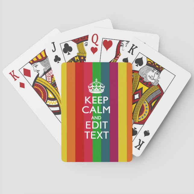 Lebendiger Regenbogen Behalte Ruhe und Text indivi Spielkarten (Rückseite)