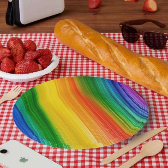 Lebendiger Regenbogen der Farben Pappteller (Picknick)