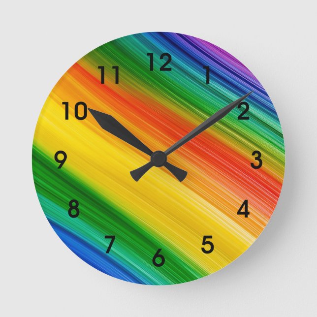 Lebendiger Regenbogen der Farben Runde Wanduhr (Vorderseite)
