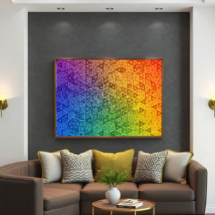 Lebendiger Regenbogen-Geometrischer Dreiecksverlau Poster