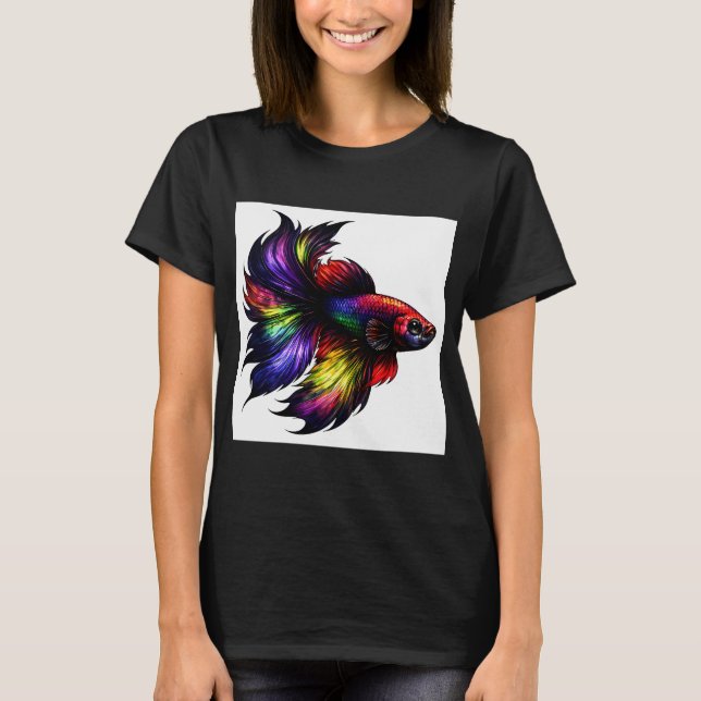 Lebendiger Regenbogen Kampffisch T-Shirt (Vorderseite)