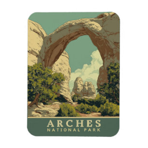 Lebendiger Retro-Stil Arches National Park Magnet