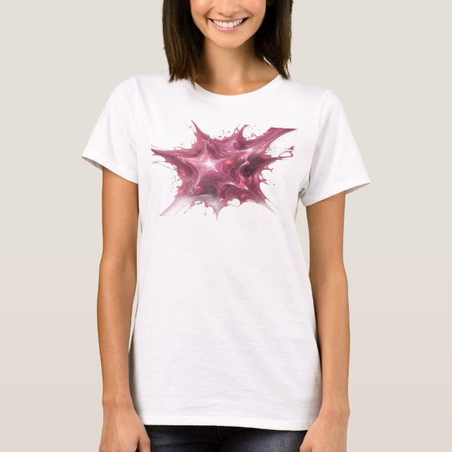 Lebendiger rosa abstrakter Sterne Modeprint T-Shirt (Vorderseite)