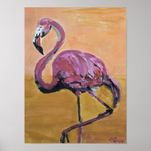 Lebendiger Rosa Flamingo Sonnenuntergang Poster