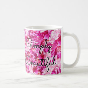 Lebendiger Rosa Pfingstrosen-Blumen-Klassik-Becher Kaffeetasse