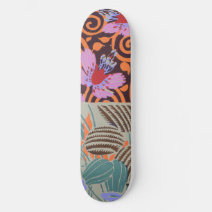 Lebendiger rosa und orangefarbener spiralförmiger skateboard