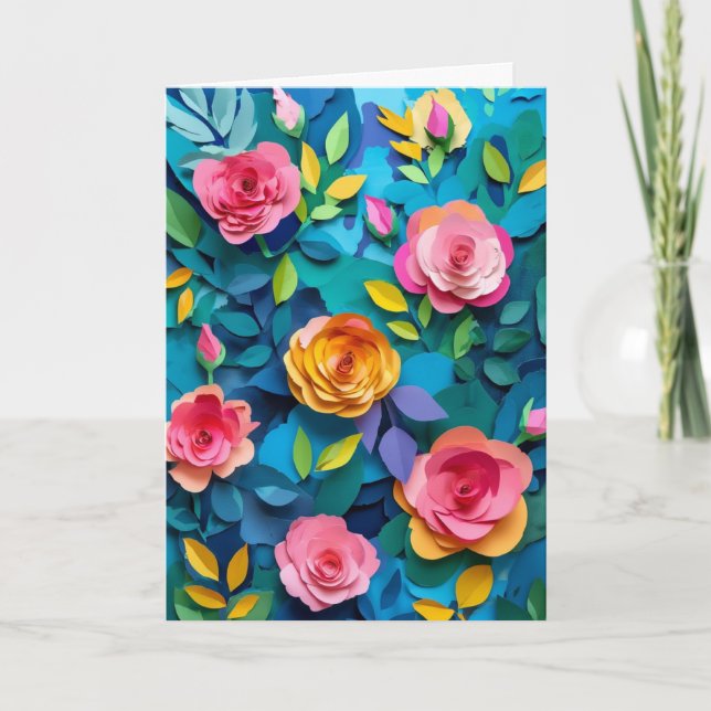 Lebendiger Rosenpapergarten Karte (Vorderseite)