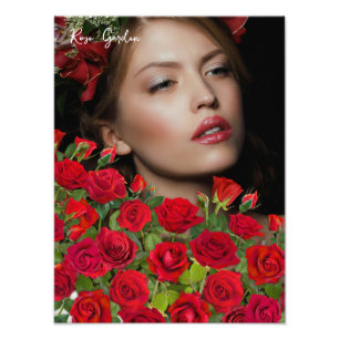 Lebendiger Roter Rosengarten Florale Individuelle Fotodruck