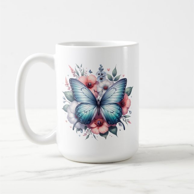 Lebendiger Schmetterlings-Blumenstrauß Art-96283 Kaffeetasse (Links)