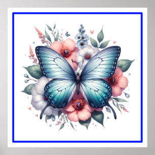 Lebendiger Schmetterlings-Blumenstrauß Art-96283 Poster