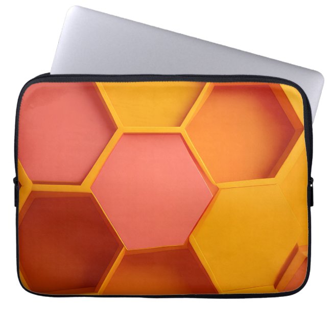 Lebendiger Sechseck-Waben-Geometrischer Gradient Laptopschutzhülle (Vorderseite)