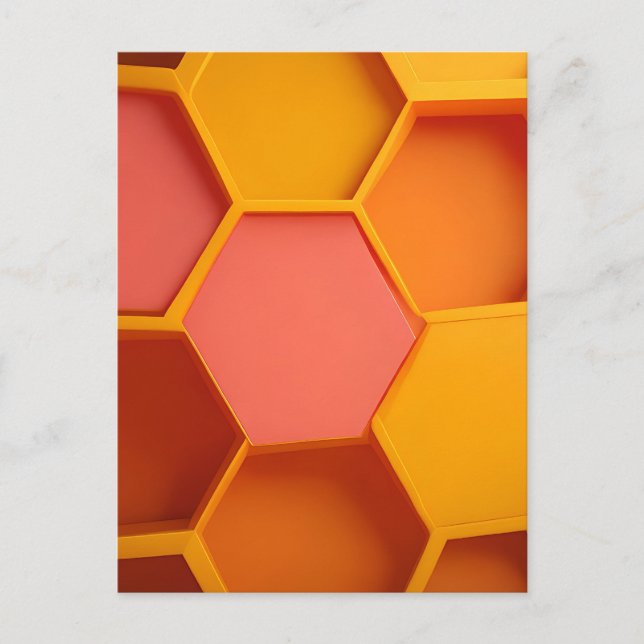 Lebendiger Sechseck-Waben-Geometrischer Gradient Postkarte (Vorderseite)