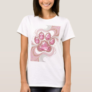 Lebendiger Silber-PINK-JEWELRY-PFOTE-Text-Design T-Shirt