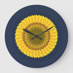 Lebendiger Sonnenblumen-Mandala-Blumen-Leinwanddru Große Wanduhr