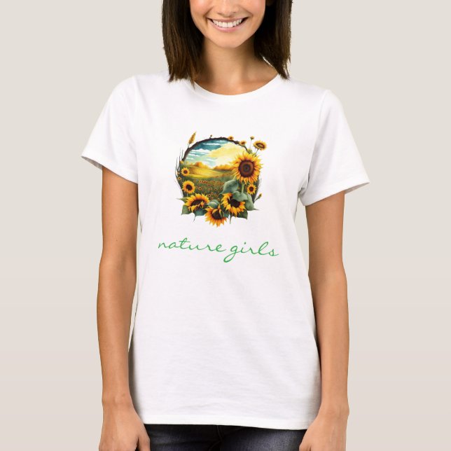 lebendiger Sonnenblumenfeld-T - Shirt (Vorderseite)