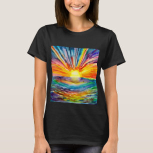 Lebendiger Sonnenuntergang über der Wasserspiegelu T-Shirt