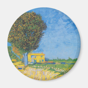Lebendiger sonniger Weg & Gelbes Haus von Van Gogh Magnet