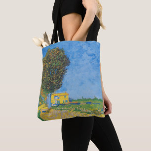Lebendiger sonniger Weg & Gelbes Haus von Van Gogh Tasche